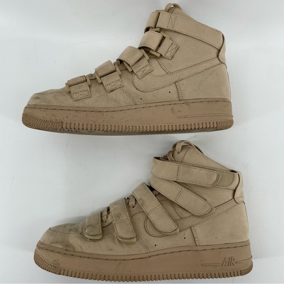 Nike Men’s Billie Eilish Air Force 1 High Top Sneakers Neutral Suede Velcro 9.5 - Picture 4 of 8
